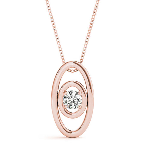 Rose gold Round Diamond Bezel Set Pendant with Double Halo