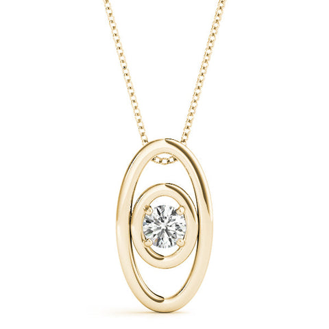 Yellow gold Round Diamond Bezel Set Pendant with Double Halo