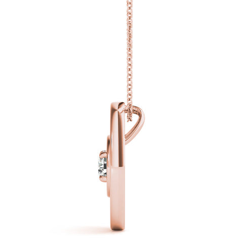Rose gold Round Diamond Bezel Set Pendant with Double Halo