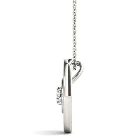 White gold Round Diamond Bezel Set Pendant with Double Halo