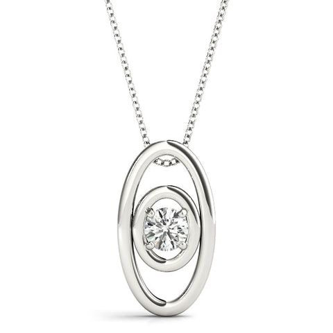 White gold Round Diamond Bezel Set Pendant with Double Halo