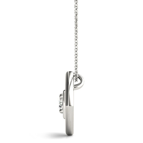 White gold Round Diamond Bezel Set Pendant with Square Prong Setting
