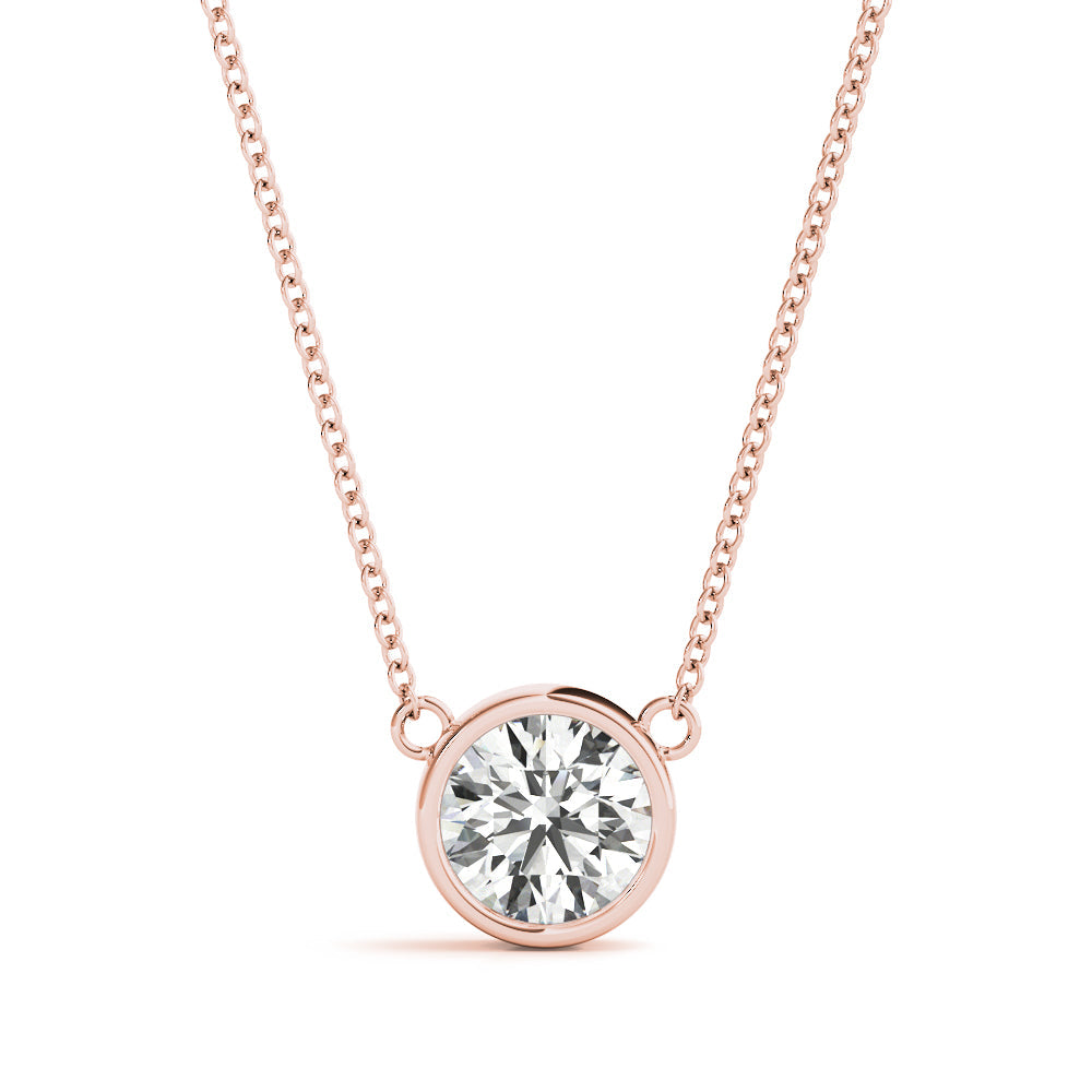 Rose gold Bezel Round Solitaire Pendant