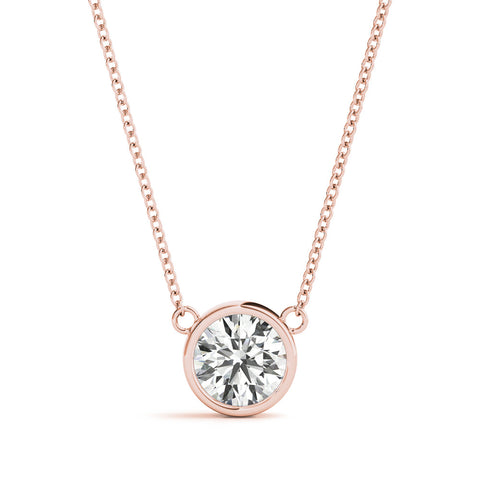 Rose gold Bezel Round Solitaire Pendant