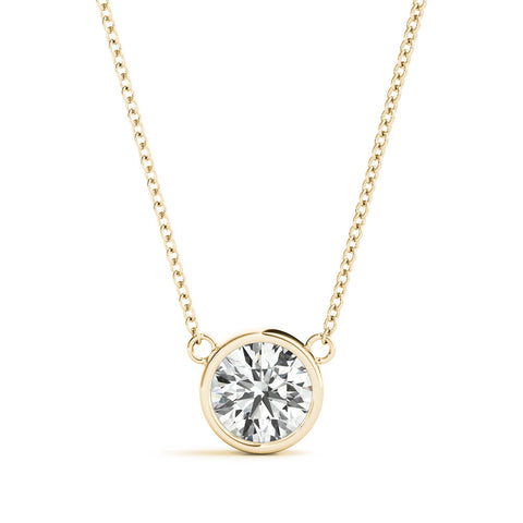 Yellow gold Bezel Round Solitaire Pendant