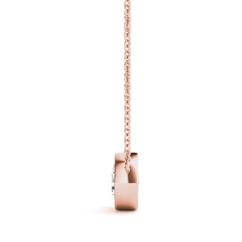 Rose gold Bezel Round Solitaire Pendant