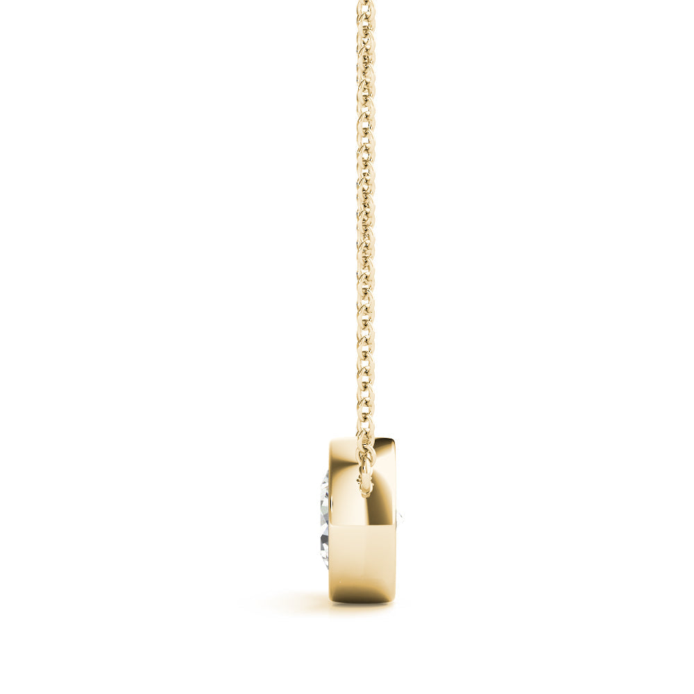 Yellow gold Bezel Round Solitaire Pendant