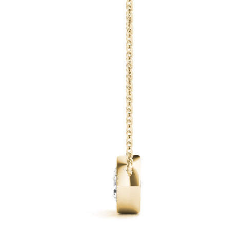 Yellow gold Bezel Round Solitaire Pendant