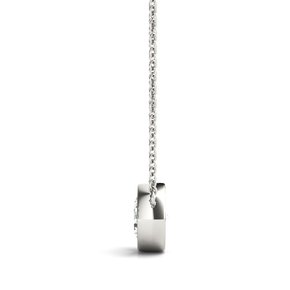 White gold Bezel Round Solitaire Pendant