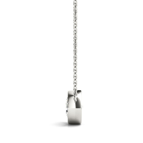 White gold Bezel Round Solitaire Pendant