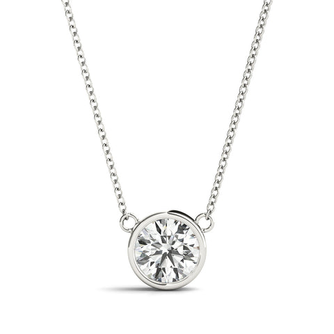White gold Bezel Round Solitaire Pendant