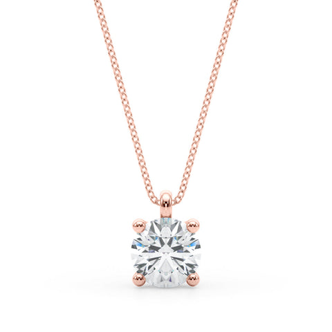 Rose gold Round Solitaire Pendant with Four-Prong Setting