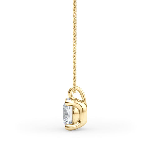 Yellow gold Round Solitaire Pendant with Four-Prong Setting