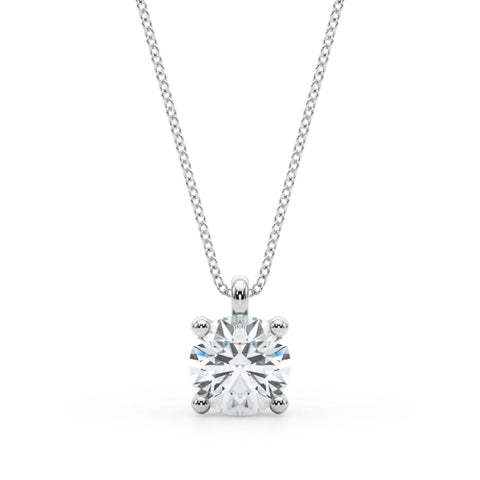 White gold Round Solitaire Pendant with Four-Prong Setting