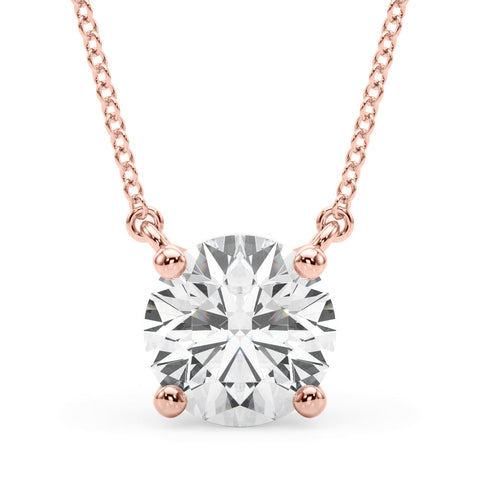 Rose gold Round Solitaire Pendant with Four-Prong Basket Setting