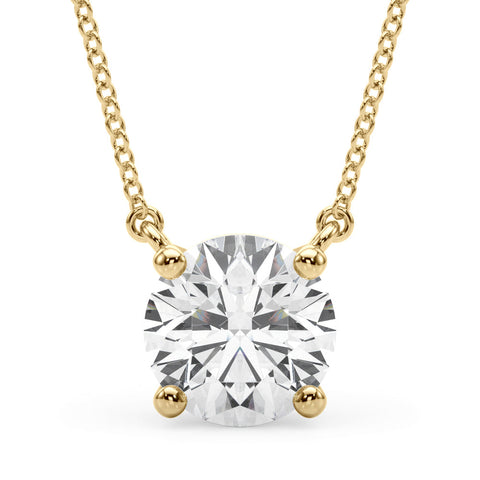 Yellow gold Round Solitaire Pendant with Four-Prong Basket Setting