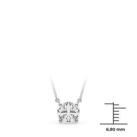 White gold Round Solitaire Pendant with Four-Prong Basket Setting