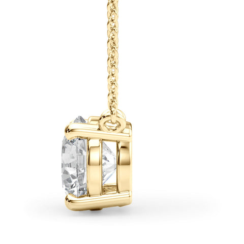 Yellow gold Round Solitaire Pendant with Four-Prong Basket Setting