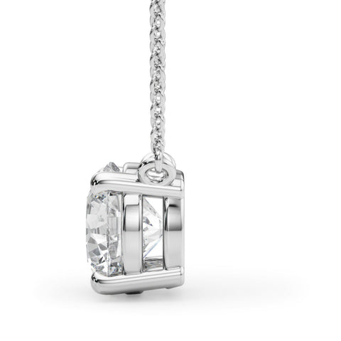 White gold Round Solitaire Pendant with Four-Prong Basket Setting