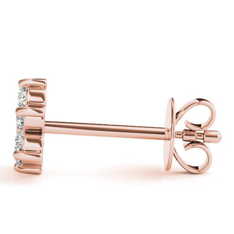 Yellow gold Cluster Round Diamond Stud Earrings with Butterfly Backing