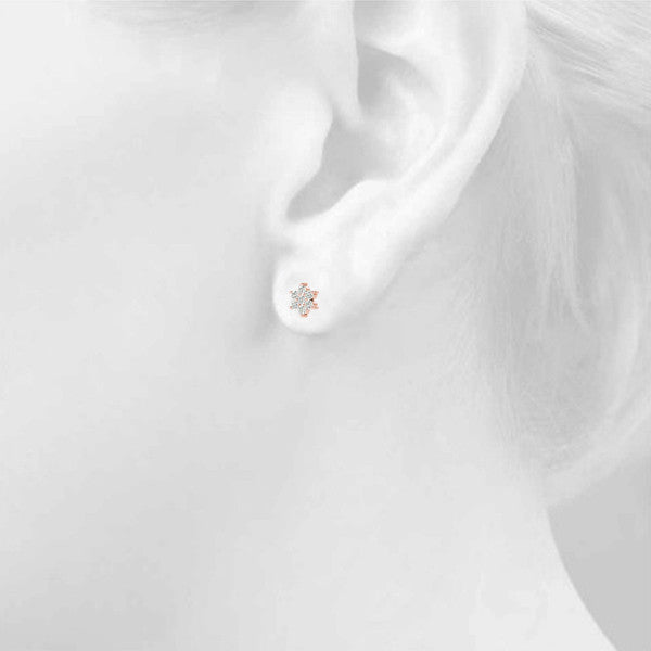 Rose gold Cluster Round Diamond Stud Earrings with Butterfly Backing