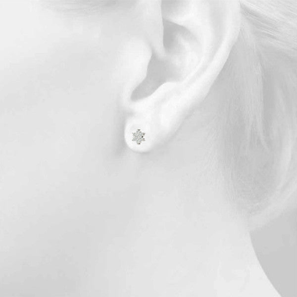 White gold Cluster Round Diamond Stud Earrings with Butterfly Backing