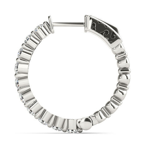 White gold Round Cut Prong Set Diamond Hoop Earrings