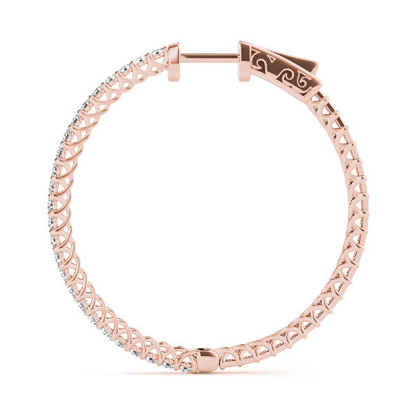 Rose gold Round Diamond Pave Hoop Earrings with Prong Setting