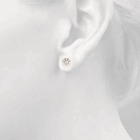 Rose gold Round Cluster Diamond Stud Earrings with Prong Setting