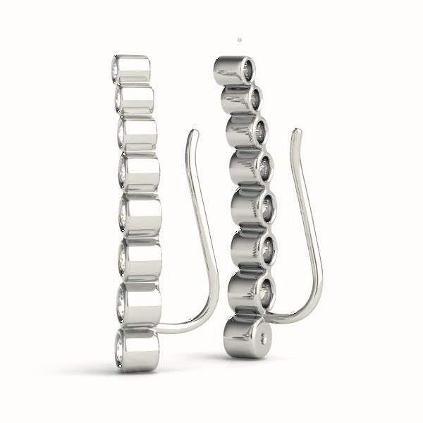 White gold Bezel-Set Round Diamond Climber Earrings