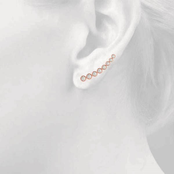 Rose gold Bezel-Set Round Diamond Climber Earrings