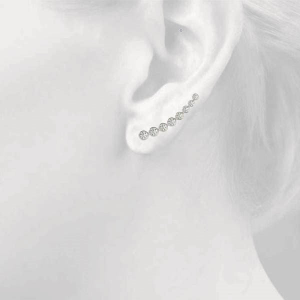 White gold Bezel-Set Round Diamond Climber Earrings