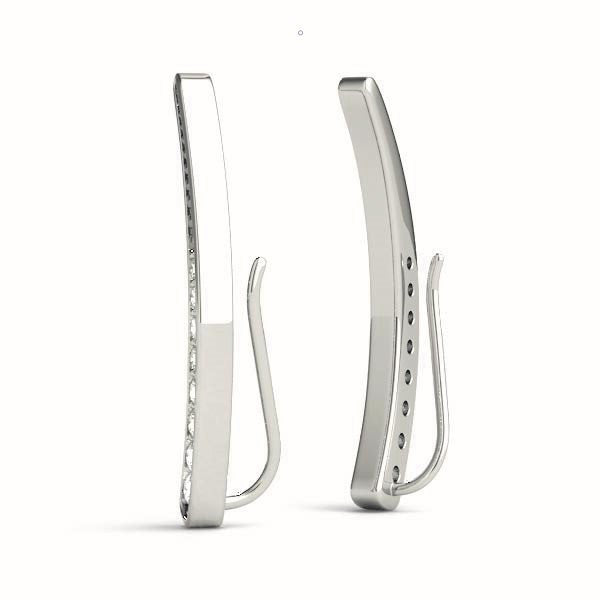 White gold Pavé Round Diamond Curved Bar Earrings