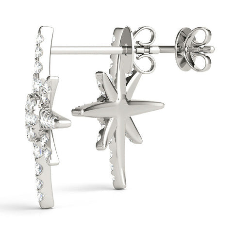 White gold Pavé Diamond Starburst Stud Earrings