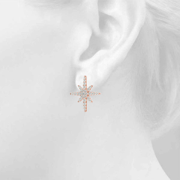 Rose gold Pavé Diamond Starburst Stud Earrings