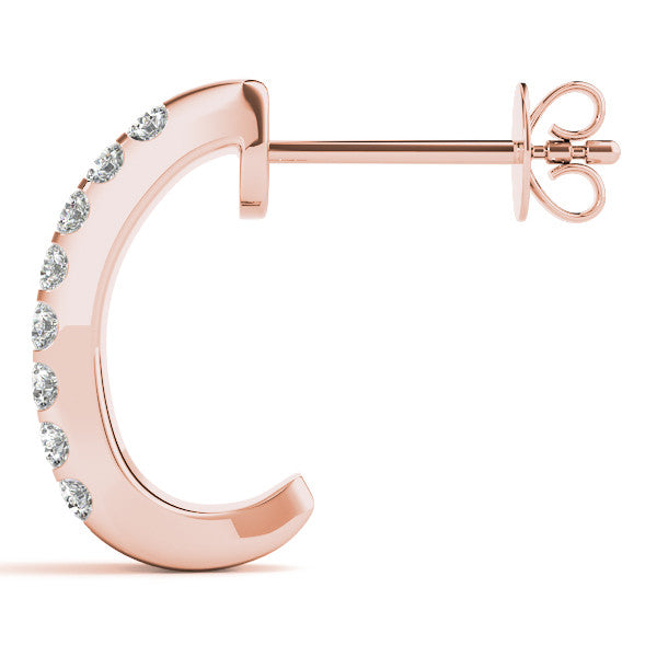 Rose gold Pavé Round Diamond Hoop Earrings with Four-Prong Setting
