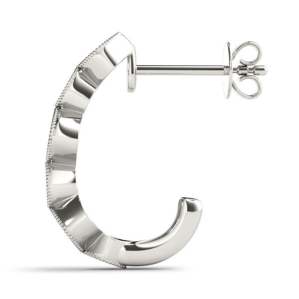 White gold Milgrain Cushion and Marquise Diamond Hoop Earrings