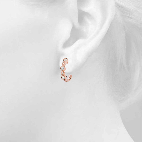 Rose gold Milgrain Cushion and Marquise Diamond Hoop Earrings