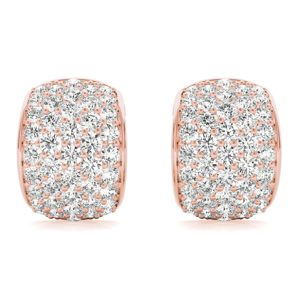 Rose gold Pavé Round Diamond Huggie Earrings with Prong Setting