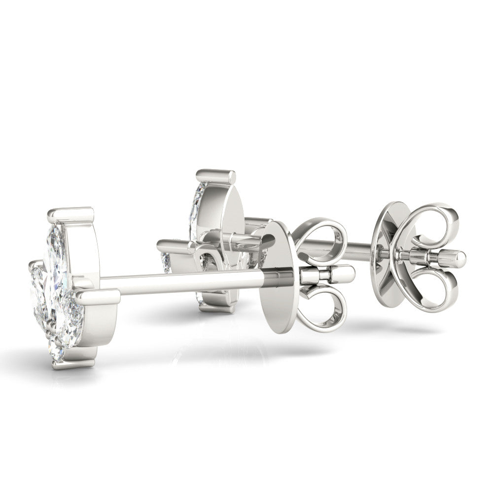 White gold Marquise Cluster Stud Earrings with Round Prong Setting