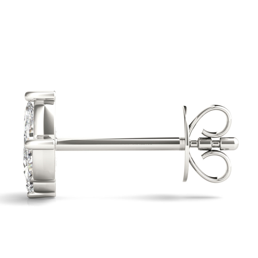 White gold Marquise Cluster Stud Earrings with Round Prong Setting
