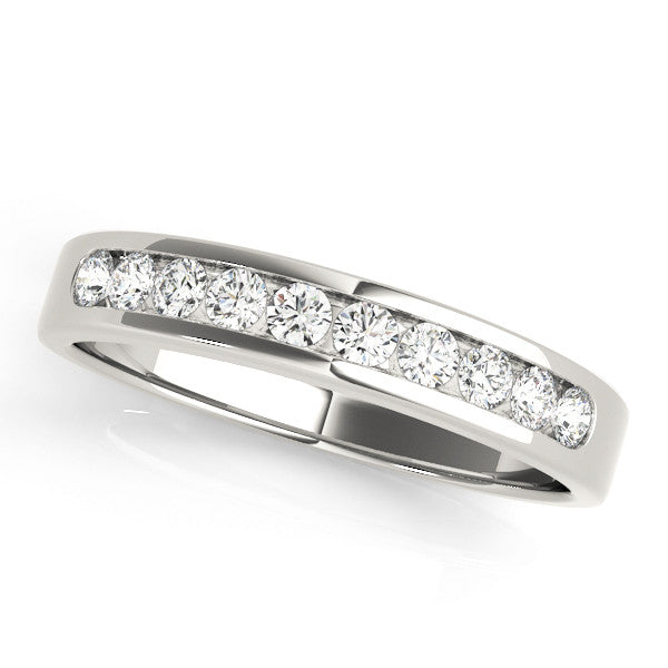 Silver Channel-Set Round Diamond Eternity Band