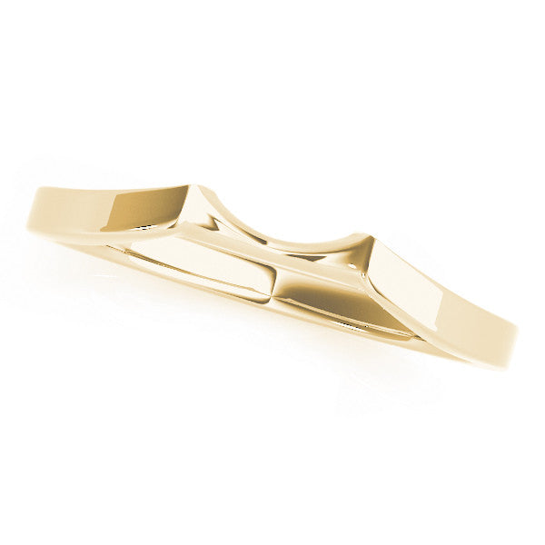 Yellow gold Contoured Solitaire Round Bezel Set Wedding Band