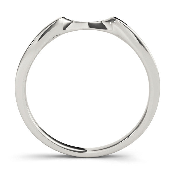 Platinum Contoured Solitaire Round Bezel Set Wedding Band