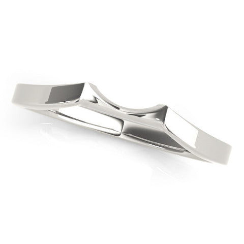 White gold Contoured Solitaire Round Bezel Set Wedding Band