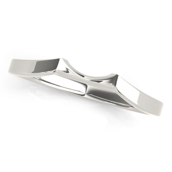 Platinum Contoured Solitaire Round Bezel Set Wedding Band