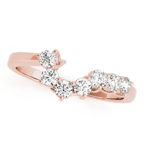 Rose gold Curved Diamond Cluster Band - Round Stones, Split Shank, Prong Setting