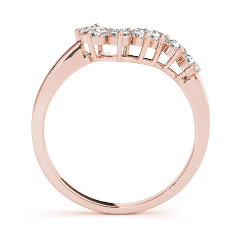 Rose gold Curved Diamond Cluster Band - Round Stones, Split Shank, Prong Setting