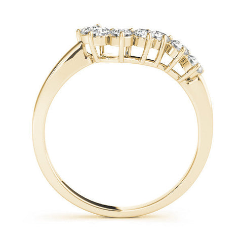 Yellow gold Curved Diamond Cluster Band - Round Stones, Split Shank, Prong Setting