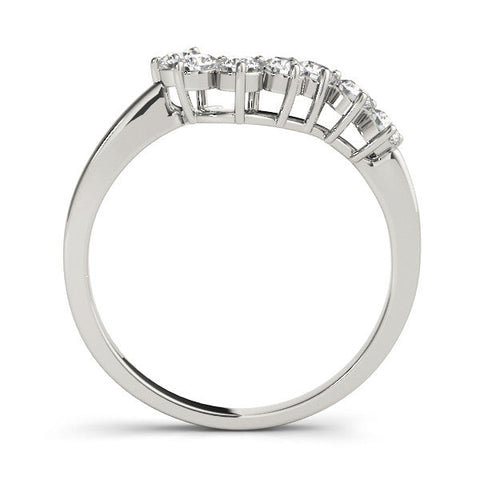White gold Curved Diamond Cluster Band - Round Stones, Split Shank, Prong Setting